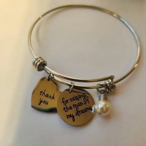 NWT Silver charm bracelet. "Thank you for raising the man of my dreams".